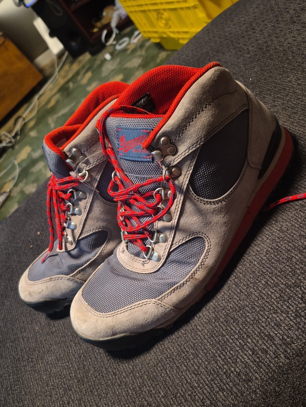 Danner Men's Gray and Red Hiking Boots